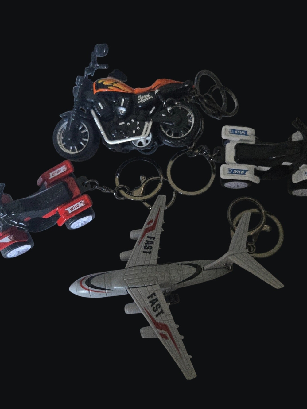 (Get ALL 4) 4pc BUNDLE: Airplane✈️Motorcycle🏍 &(2)ATVs Keychain & Bag Clip🎉NWT